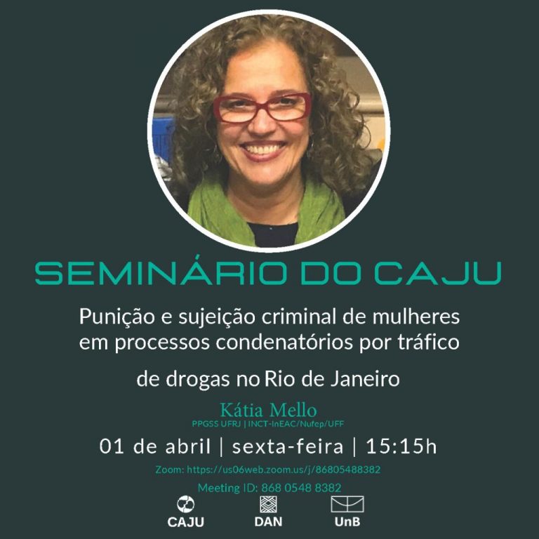 [Divulgação] Seminário do Caju: Punição e sujeição criminal de mulheres em processos condenatórios por tráfico de drogas no Rio de Janeiro