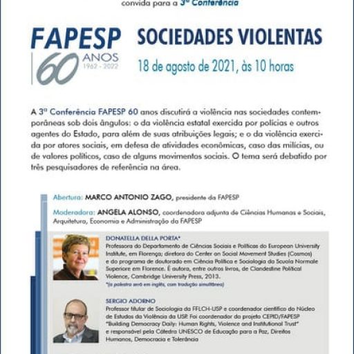 [Eventos] 3ª Conferência FAPESP 60 anos: Sociedades Violentas